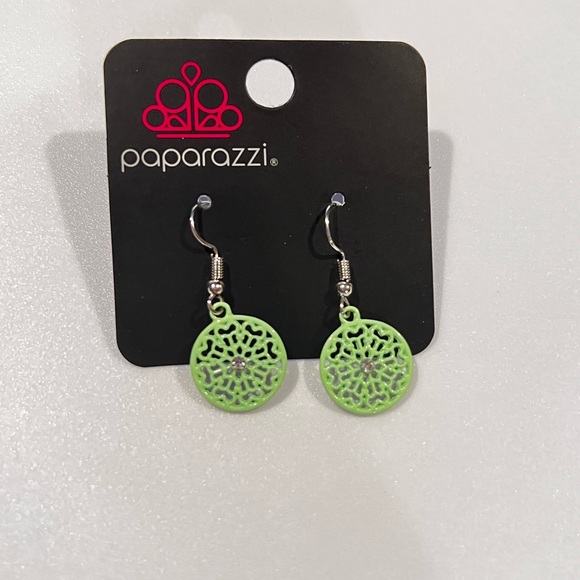 Green Dotted Dangling Earrings